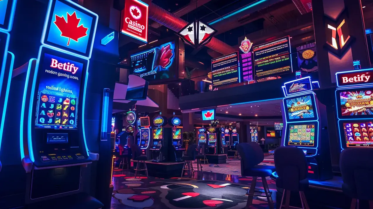 Moderní online casino interiér s profesionální atmosférou